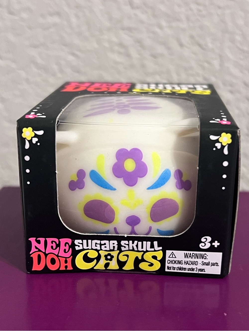 Authentic NeeDoh Sugar Skull Cat - White & Purple🐱💜🐱💜